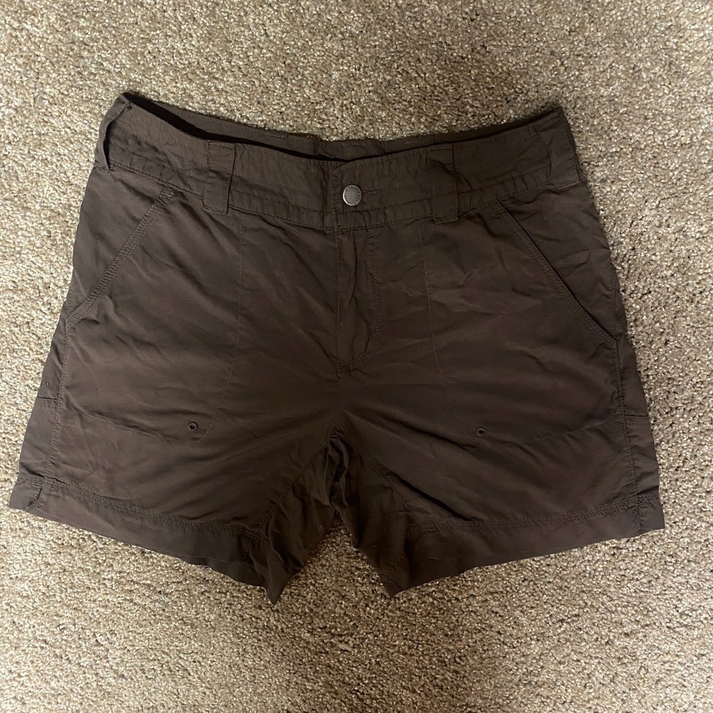 Columbia Titanium Chino Shorts Womens 8 Brown Nylon Hiking Mid Rise 6in Inseam